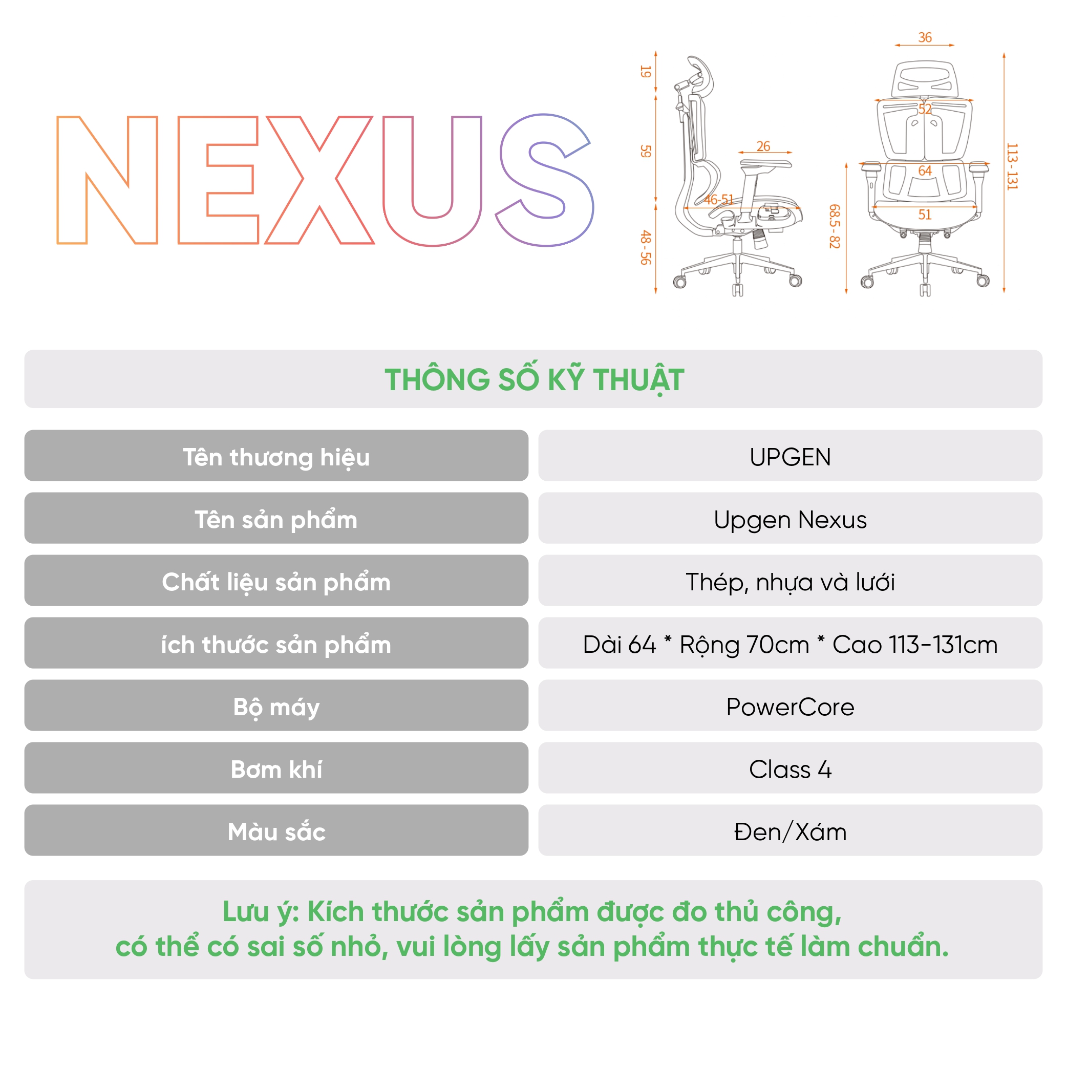 Ghế công thái học Upgen Nexus 20 Ghế công thái học Upgen Nexus