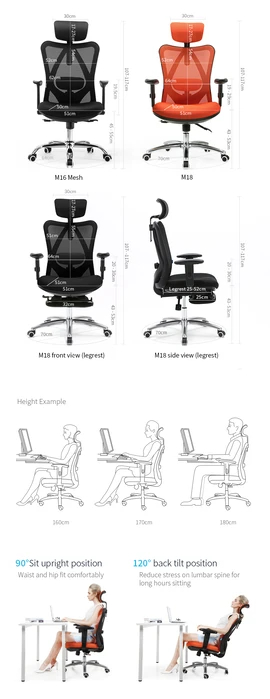 kich thuoc ghe cong thai hoc ergonomic m18 den